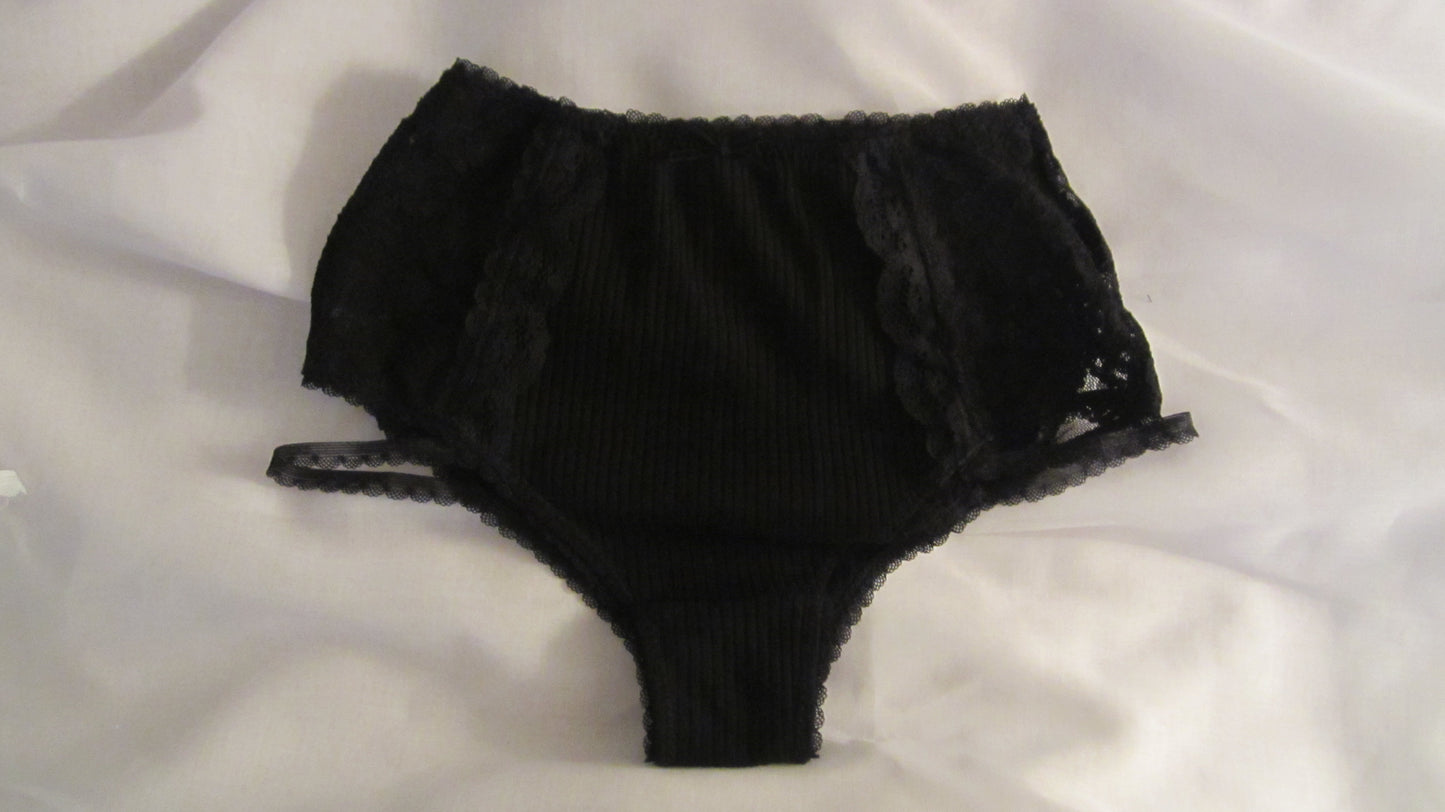 rib lace high shorts