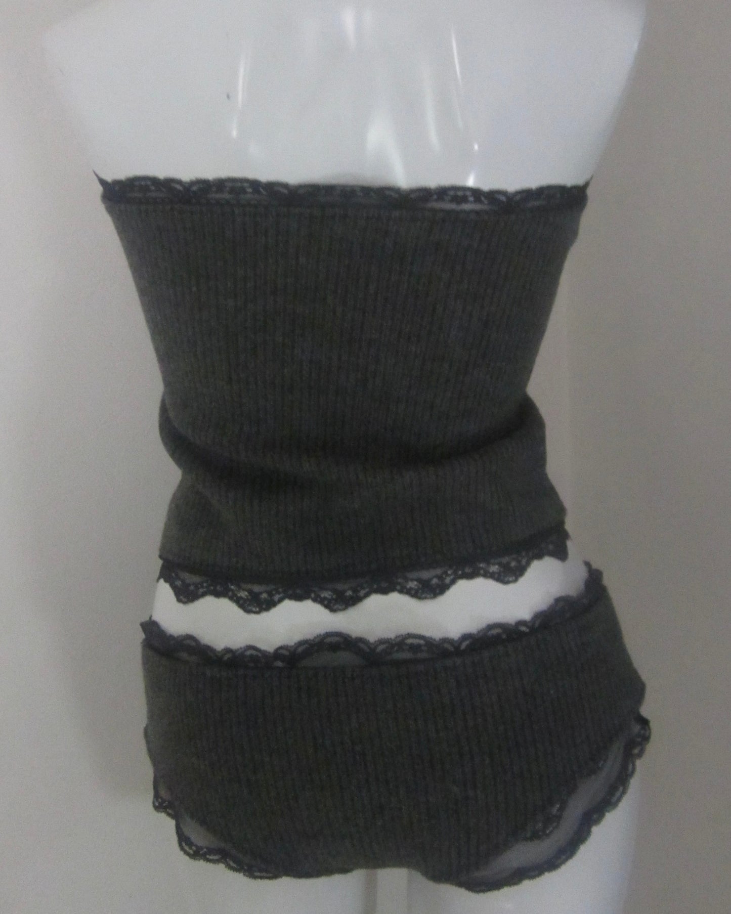 lace rib layered shorts