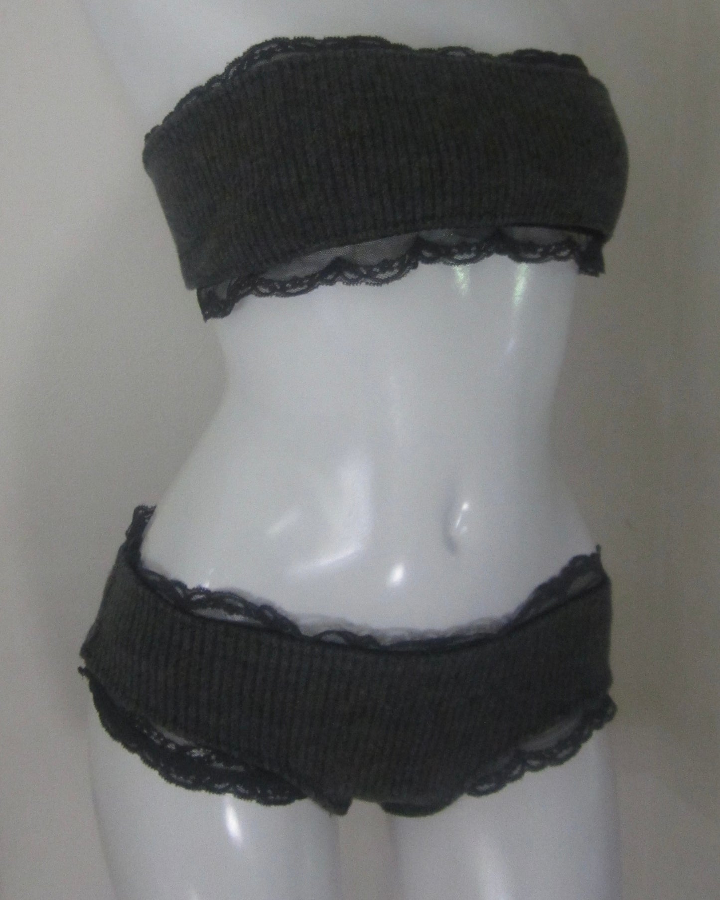 lace rib layered shorts