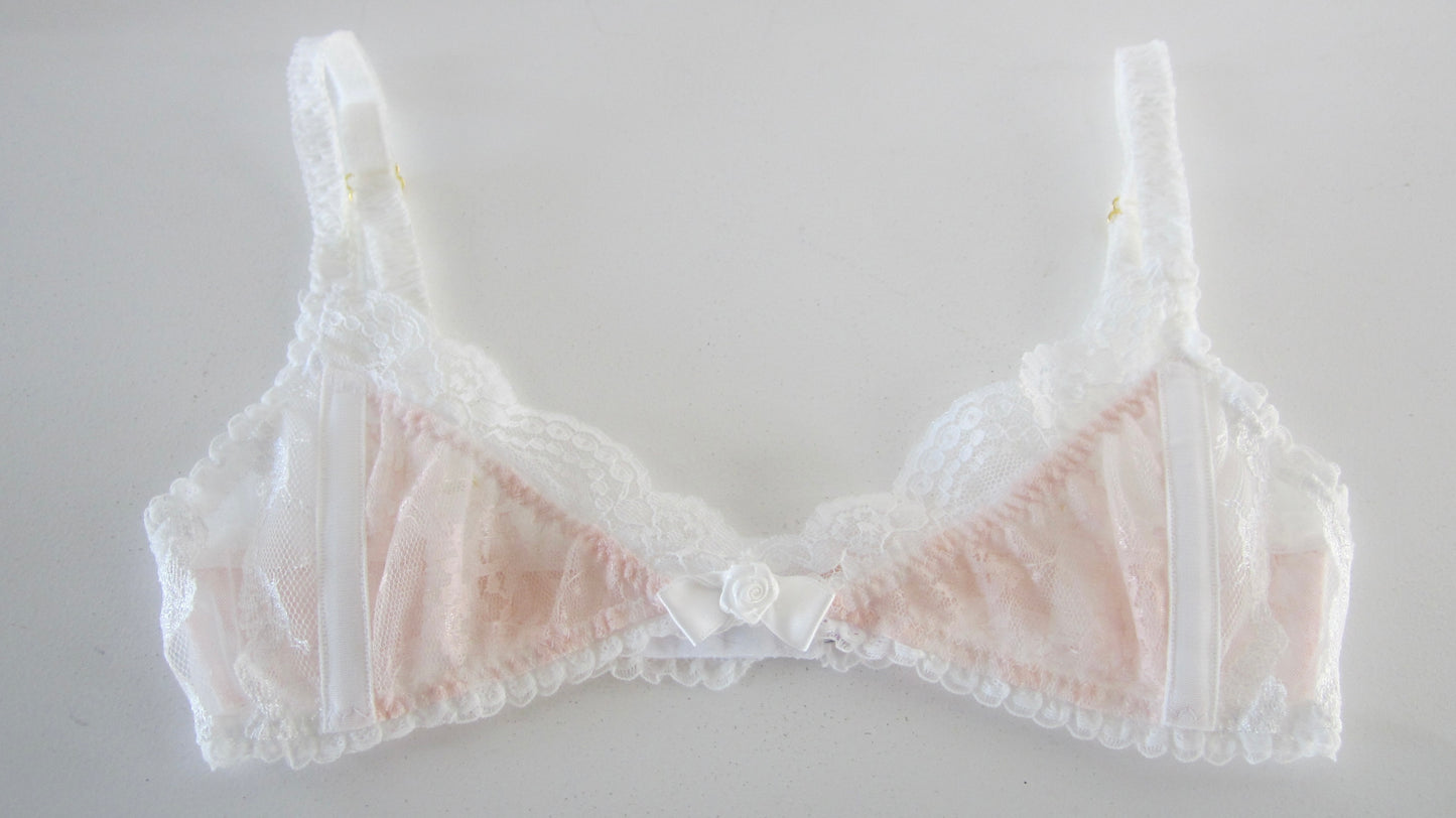 Rose ribbon lace bra