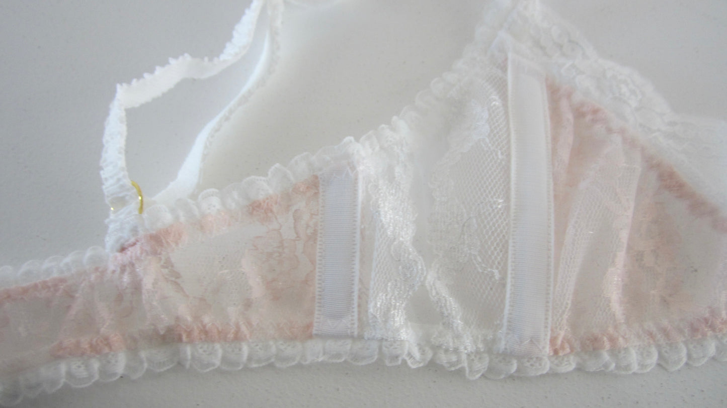 Rose ribbon lace bra