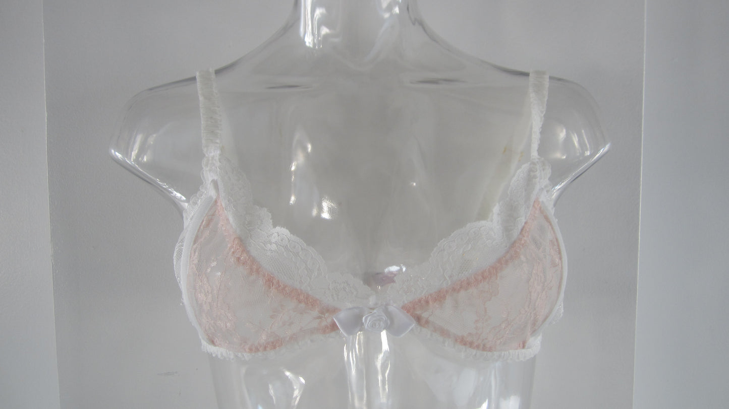 Rose ribbon lace bra